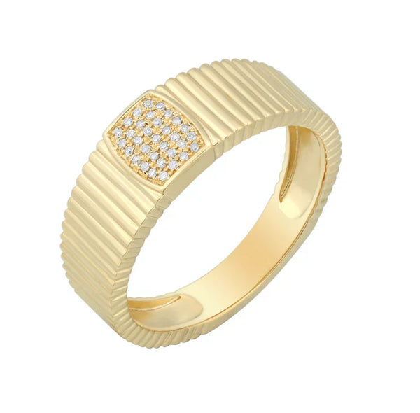 Five Row Striped Gold Dome Diamond Ring