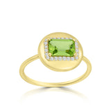 Semi Precious Emerald Cut Dome Ring