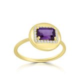 Semi Precious Emerald Cut Dome Ring