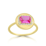 Semi Precious Emerald Cut Dome Ring