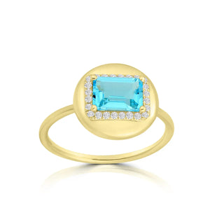 Semi Precious Emerald Cut Dome Ring