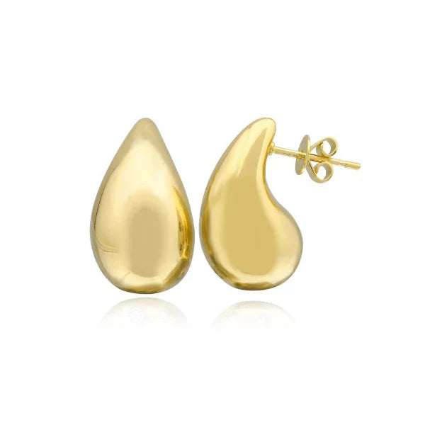 Chunky Pear Golden Earrings