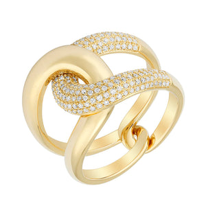 Intertwined Pave and Gold Chunky Ring