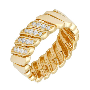 Half Diamond Braided Gold Ring