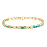 Gold Pave and Gemstone Square Gemstone Bracelet