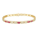 Gold Pave and Gemstone Square Gemstone Bracelet
