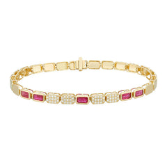 Gold Pave and Gemstone Square Gemstone Bracelet