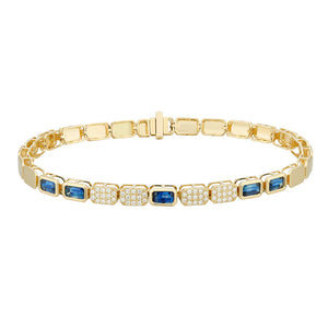 Gold Pave and Gemstone Square Gemstone Bracelet