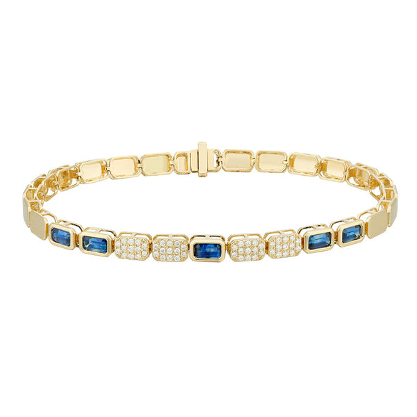 Gold Pave and Gemstone Square Gemstone Bracelet
