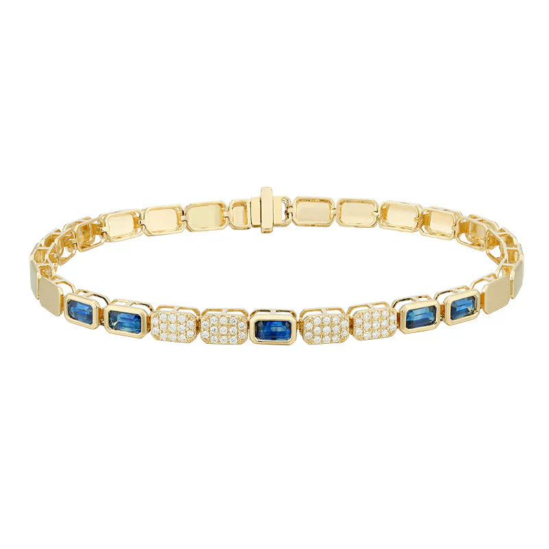 Gold Pave and Gemstone Square Gemstone Bracelet