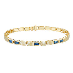 Gold Pave and Gemstone Square Gemstone Bracelet