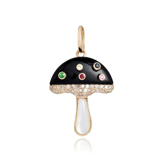 Mushroom Black Onyx Charm