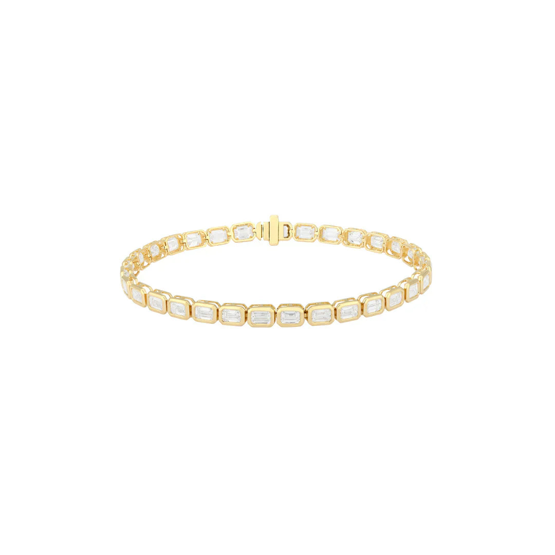 Lab Diamond Bezel Emerald Cut Tennis Bracelet 6.90ct