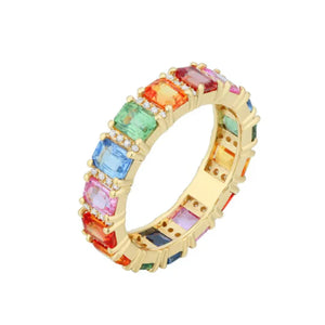 Multicolor Sapphire & Diamond Eternity Ring Size 6