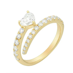 Lab Diamond Wrap Center Heart Ring Size 7