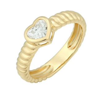 Lab Diamond Braided with Center Heart Ring - Size 7
