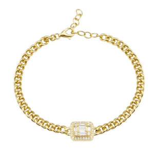 Gold Diamond Link Chain Bracelet