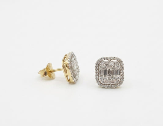 Illusion Diamond Square Baguette Earrings