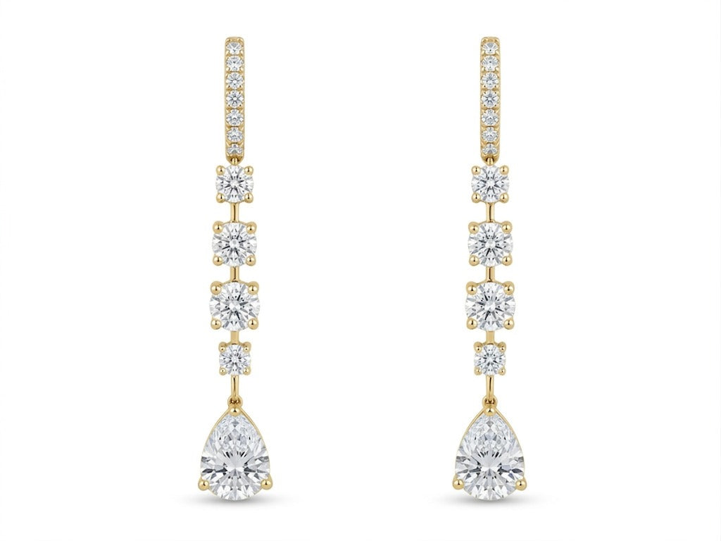 Lab Diamond Round and Pear Drop Earring