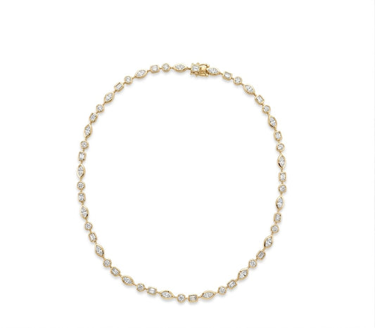 Lab Diamond Multi Shape Bezel Necklace