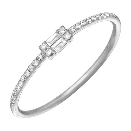 Mini Diamond Baguette Center Pinky Ring