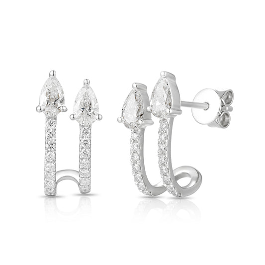 Lab Diamonds Double Row Earrings with Diamond Pears