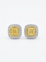 Yellow Diamond Square Shape Earrings