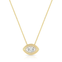 Lab Diamond Center With Outline Diamond and Gold Necklace -Marquise-