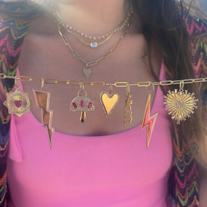 Starburst Gold Heart Charm with Diamonds