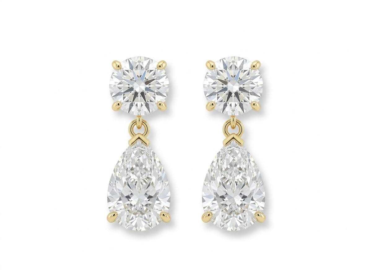 Lab Diamond Round & Pear Cut Earrings
