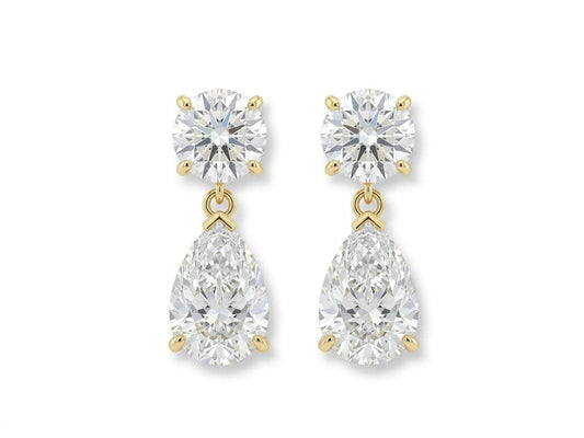Lab Diamond Round & Pear Cut Earrings