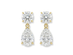 Lab Diamond Round & Pear Cut Earrings