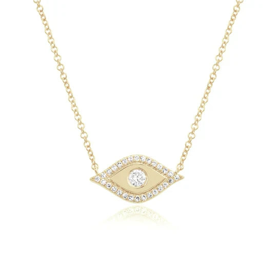 Evil Eye Outline Diamond Necklace