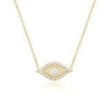 Evil Eye Outline Diamond Necklace