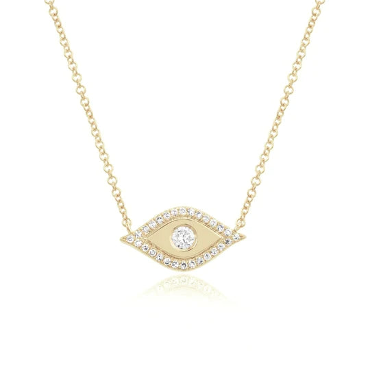 Evil Eye Outline Diamond Necklace