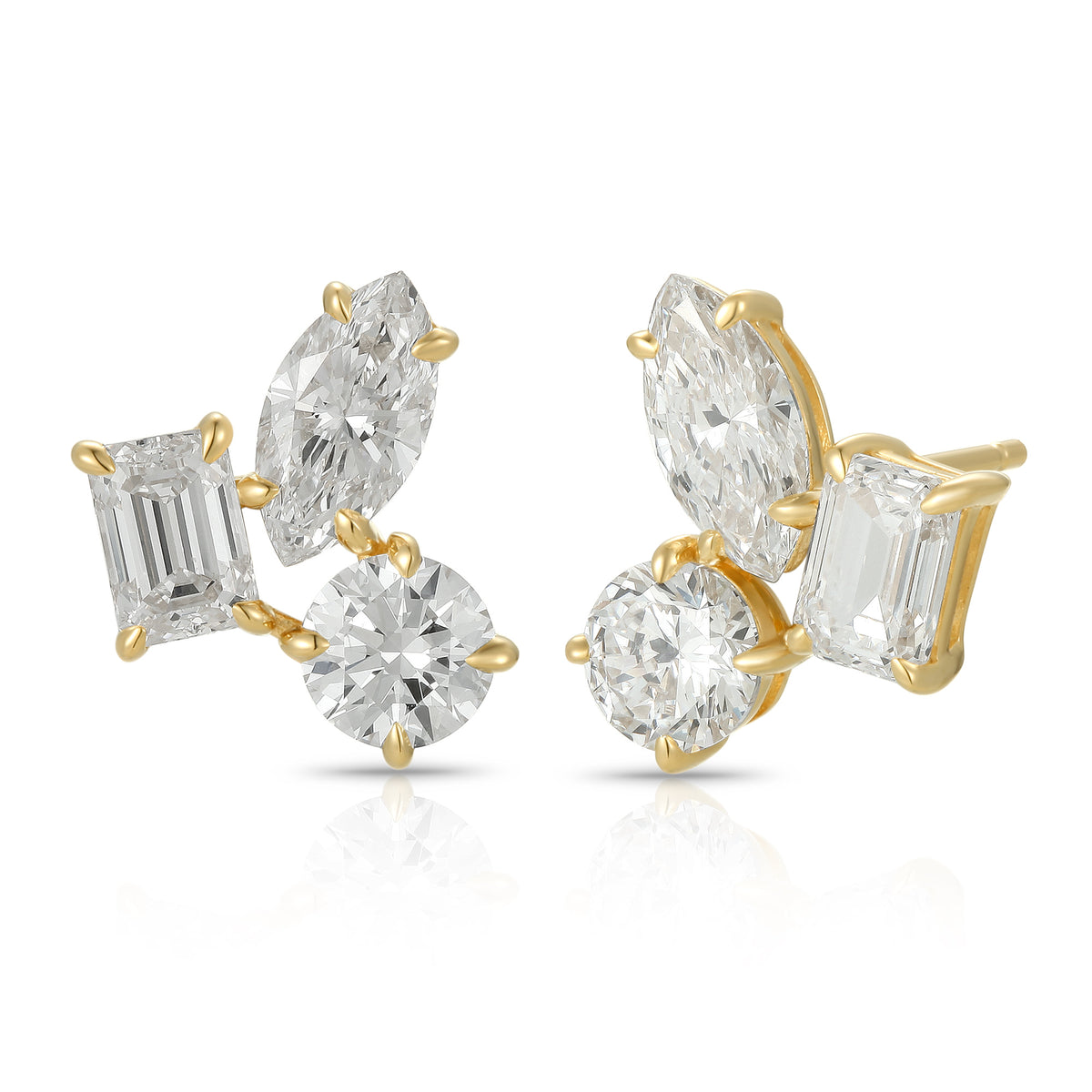 Lab Multishape Trio Cluster Earrings