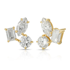 Lab Multishape Trio Cluster Earrings