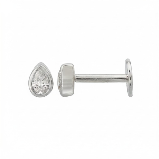 Pear Shape Diamond Bezel Flat Back Earrings