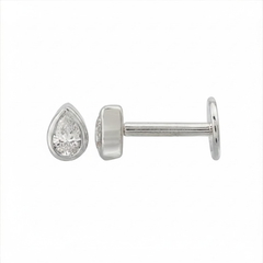 Pear Shape Diamond Bezel Flat Back Earrings