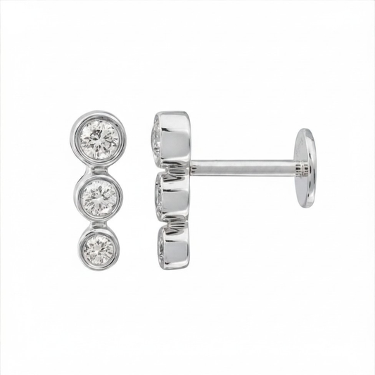Bezel Bar Diamond Degraded Flat Back Earrings