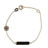 Enamel White Flower ID Baby Bracelet - 18K Solid Gold