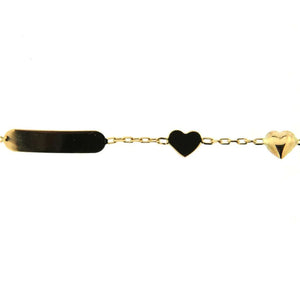 Flat and Puffy Hearts ID Baby Bracelet - 18K Solid Gold