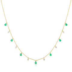 Dangling Pear Gemstone and Diamond Necklace