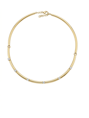 Omega Segmented Tube Round & Diamonds Necklace