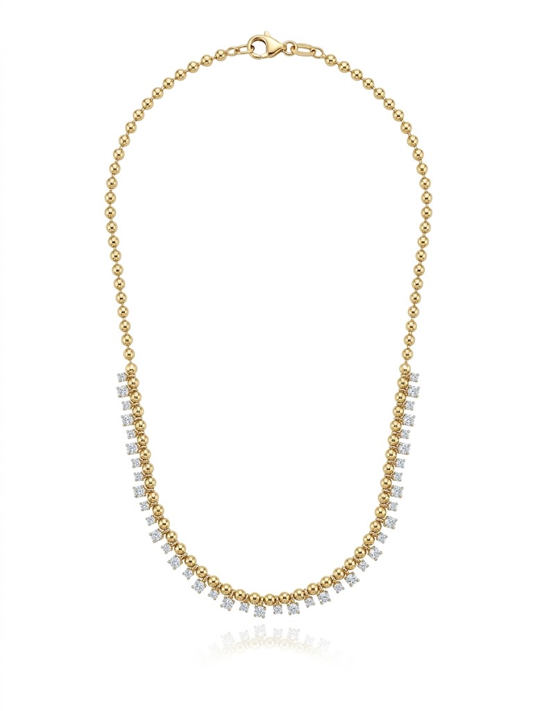 Diamond Dangling Ball Chain Necklace