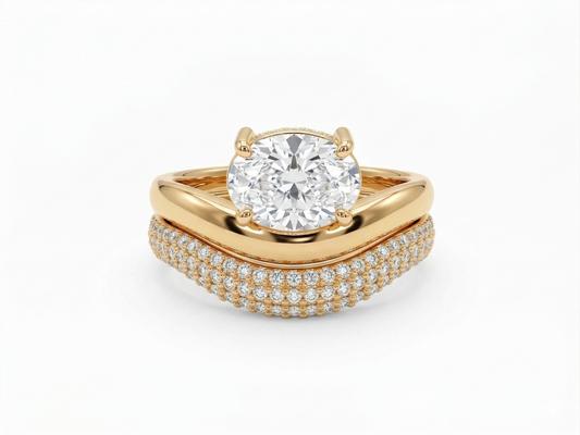 Wavy Chunky Lab Diamond Oval Shape Ring