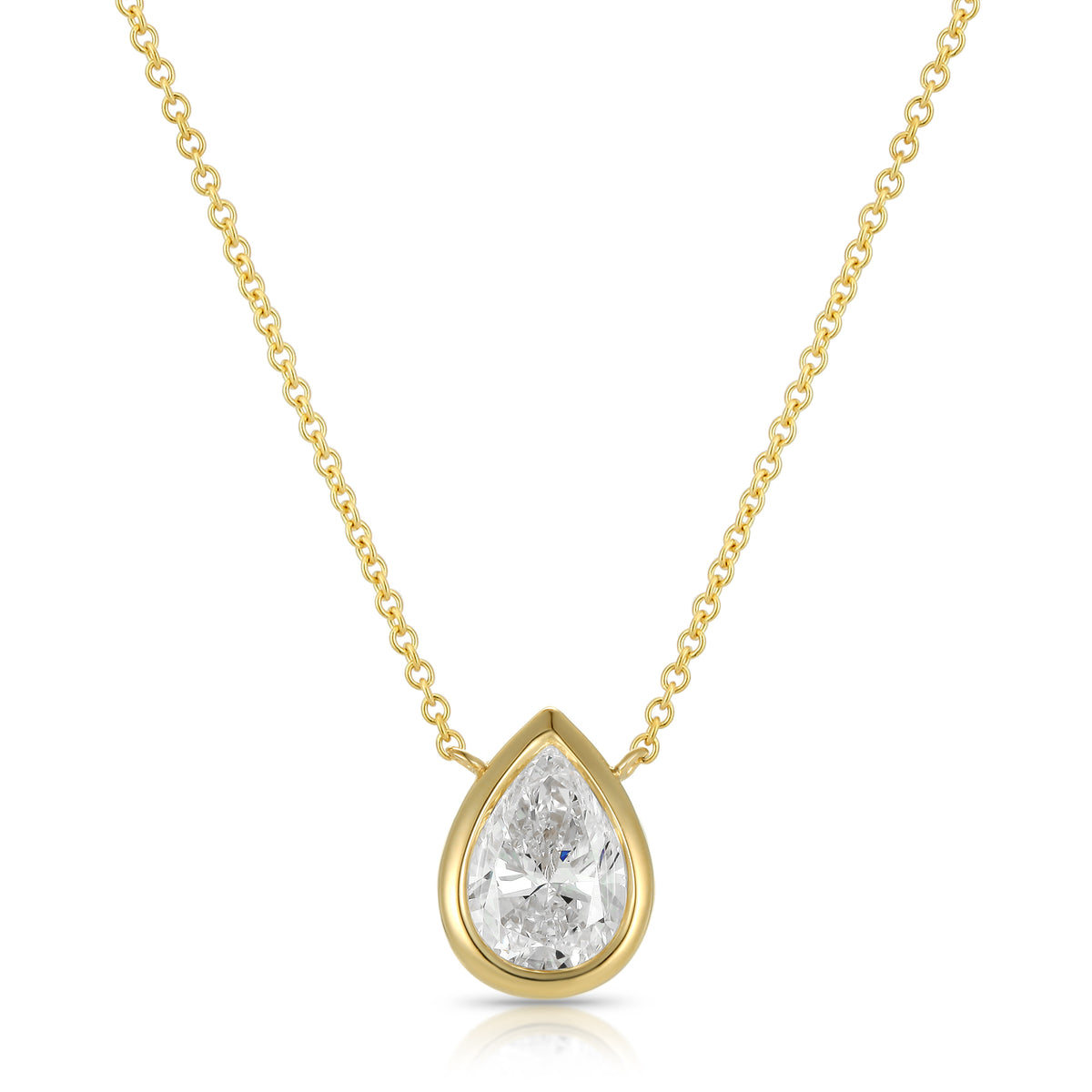 Lab Diamond Pear Bezel Necklace