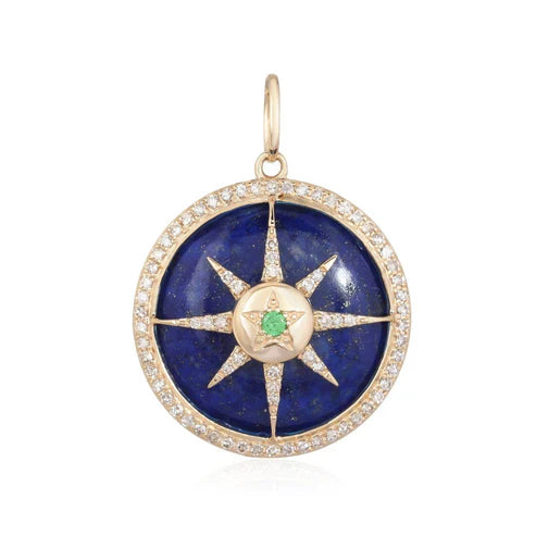 Lapis Lazuli Sun and Star Medallion Charm
