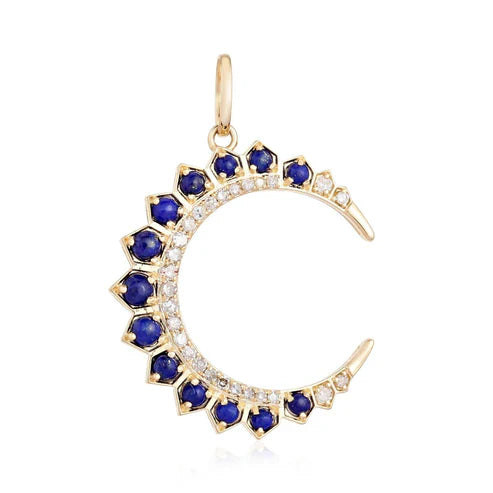 Lapis Lazuli and Diamond Moon Charm