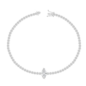 Tennis Bracelet with center Marquise Diamond